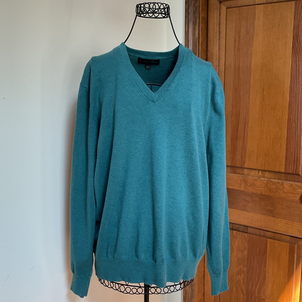 Brooks brothers Supima® Cotton V-Neck Sweater, Teal,Large